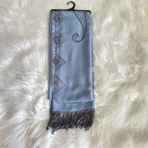 Pashmina Soft Silky Reversible Patsley Shawl Wrap Scarf W/ Fringes - Picture 1 of 3